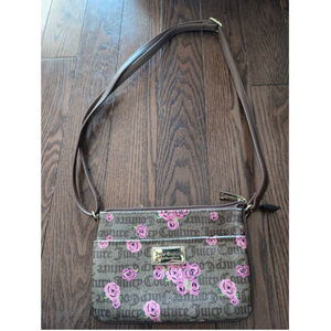 Juicy Couture Cross Body Bag Pink Flowers Adjustable Strap New Without Tag